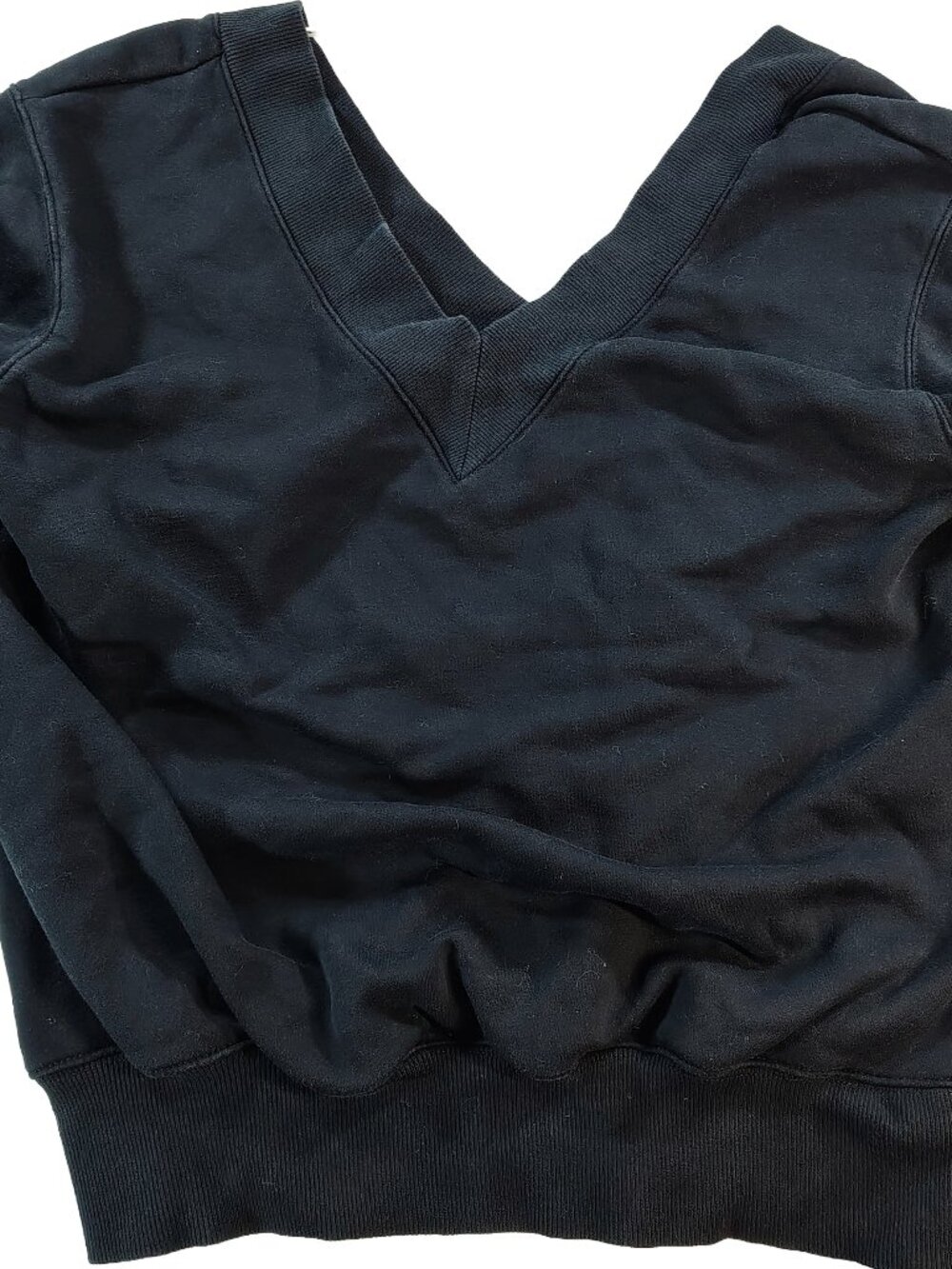 Women's XS Black Long Sleeve Heavy Cotton V-Neck Nike Athletic Sweater